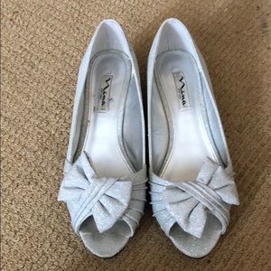 Silver Sparkle Low Wedge